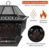 25 inch Steel Fire Pit for Garden, Backyard, Poolside Flame-Retardant Mesh Lid - 25 inch