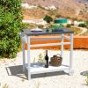 Outdoor Prep Cart Dining Table for Pizza Oven, Patio Grilling Backyard BBQ Grill Cart - White