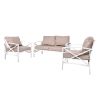 Patio Furniture Metal Arm Chair, 3 Piece Garden Outdoor Contemporary Sofa  - White