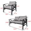 Patio Furniture Metal Arm Chair, 3 Piece Garden Outdoor Contemporary Sofa  - Black+ Gray