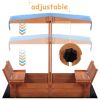 Wooden Sandbox with Convertible Cover Kids Outdoor Backyard Bench Play Sand Box  YJ - picture