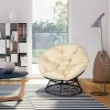 Papasan Chair, 360-degree Swivel Outdoor Papasan Chair with Beige Cushion and Durable Frame, Comfy Circle Lounge Moon Chair - Beige