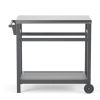 Outdoor Prep Cart Dining Table for Pizza Oven, Patio Grilling Backyard BBQ Grill Cart - Gray