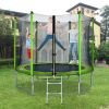 10FT Round Trampoline for Kids with Safety Enclosure Net, Outdoor Backyard Trampoline with Ladder RT - Green