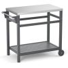 Outdoor Prep Cart Dining Table for Pizza Oven, Patio Grilling Backyard BBQ Grill Cart - Gray