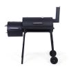 Charcoal Grill Barbecue Grill with Offset Smoker/Wheels/Temperature Gauge for Patio Picnic Outdoor Camping Cooking RT - black