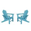 Classic Outdoor Adirondack Chair Set of 2 for Garden Porch Patio Deck Backyard, Weather Resistant Accent Furniture, Blue - blue