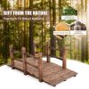 5 Feet Wooden Garden Bridge Arc Stained Finish Footbridge Decorative - Brown