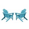 Classic Outdoor Adirondack Chair Set of 2 for Garden Porch Patio Deck Backyard, Weather Resistant Accent Furniture, Blue - blue