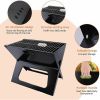 20 inch Portable Grill Charcoal Barbecue Grill, Folding Grill Notebook Shape, Detachable Collapsible, Mini Tabletop Camping Grill BBQ, Black - black