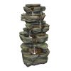 24inches Rock Outdoor Waterfall Fountain with LED Lights for Garden Decor - 24inches