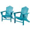 Classic Outdoor Adirondack Chair Set of 2 for Garden Porch Patio Deck Backyard, Weather Resistant Accent Furniture, Blue - blue