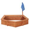 Kids Wooden Sandboat Backyard Sandboxes - brown