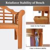 49 Inch Eucalyptus Wood Outdoor Folding Bench with Backrest Armrest for Patio Garden - natural