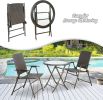 Outdoor 3 Pieces Wicker Folding Bistro Set, Balcony Table and Chairs Sets, Garden Backyard Furniture - 3 piece