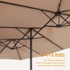 15 FT Outdoor Umbrella Double-Sided Patio Market Umbrella with Base, Crank, 100% Polyester Canopy - Beige