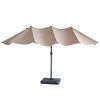 Outdoor Patio Backyard Double-Sided Offset Umbrella with Large UV-Proof Canopy, Wind Vent, Open Close Crank, Khaki XH - khaki