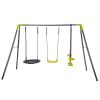 3 in 1 Metal Swing Set for Backyard, Heavy Duty A-Frame, Height Adjustment - Gray