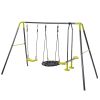 3 in 1 Metal Swing Set for Backyard, Heavy Duty A-Frame, Height Adjustment - Gray