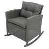 U_STYLE 3 Piece Rocking Patio Furniture Set, Wicker Rattan Outdoor Set with Cushions and Glass-Top Coffee Table for Garden Backyard RT - WF196797AAE