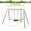 3 in 1 Metal Swing Set for Backyard, Heavy Duty A-Frame, Height Adjustment - Gray