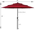 9Ft 3-Tiers Outdoor Patio Umbrella with Crank and tilt and Wind Vents for Garden Deck Backyard Pool Shade Outside Deck Swimming Pool RT - W65627937