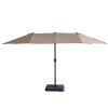 Outdoor Patio Backyard Double-Sided Offset Umbrella with Large UV-Proof Canopy, Wind Vent, Open Close Crank, Khaki XH - khaki