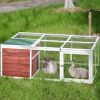 TOPMAX 61.8 inches Rabbit Playpen Chicken Coop Pet House Small Animal Cage with Enclosed Run for Outdoor Garden Backyard RT - WF197066AAK