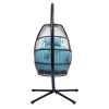 Outdoor Patio C Type Bracket Wicker Folding Hanging Chair With Cushion And Pillow - Blue - Hanging Chair