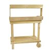 Bosonshop Wood Potting Bench Work Station Table with Tabletop Removable Sink Drawer Shelves Hooks on Wheels - KM3444