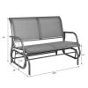 Swing Glider Chair 48 Inch Loveseat Rocker Lounge Backyard - Gray