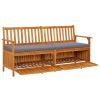 Storage Bench with Cushion 66.9" Solid Wood Acacia - Grey