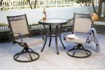 3 Piece Bistro Set, Handmade Contemporary Round Table Swivel Rocker Chairs Garden Backyard Outdoor Patio Furniture - Yes