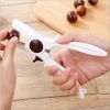 Nut Opener Reusable Stainless Steel Walnut Cracker Kitchen Gadget Tool for Walnut Chestnut Nut Cracker with Safety Lock - white