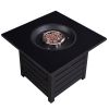 32 in. Square Ceramic Tile Top Outdoor Gas Fire Pit with Lava Rocks-Black, only for pick up - BACK