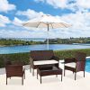 Outdoor Living Room Balcony Rattan Furniture Four-Piece-Brown-dk - Brown