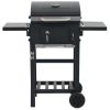 Outdoor Party Backyard Dinner Mobile Stainless Steel Square Oven Charcoal Oven - Black - Steel