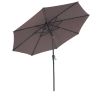 9Ft Patio Umbrella Outdoor Solar Powered LED Lighted Umbrella With Tilt And Crank For Garden,Deck,Backyard,Pool - Brown