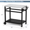 Outdoor Prep Cart Dining Table for Pizza Oven, Patio Grilling Backyard BBQ Grill Cart - Black