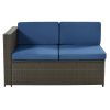 9 Piece Rattan Sectional Seating Group with Cushions and Ottoman, Patio Furniture Sets, Outdoor Wicker Sectional - Blue