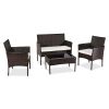 Outdoor Living Room Balcony Rattan Furniture Four-Piece-Brown-dk - Brown