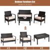 4 Pieces Patio Furniture Sets Rattan Chair Wicker Set Outdoor Bistro - as show