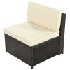 9 Piece Rattan Sectional Seating Group with Cushions and Ottoman, Patio Furniture Sets, Outdoor Wicker Sectional - Beige