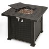 30 Inch 50000 BTU Square Propane Gas Fire Pit Table with Table Cover - Bronze