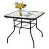 Outdoor Garden Lawn Pool Deck High Dining Bistro Table Tempered Glass Top with Umbrella Hole - As the pic show - 32 Inch