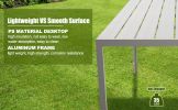 6 Person Outdoor Dining Table, Patio Rectangle Aluminum Table, Gray - KM0612