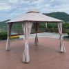 10x10 Ft Outdoor Patio Garden Gazebo Canopy, Outdoor Shading, Gazebo Tent With Curtains - Gray