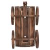 Wood Wagon Planter Pot Stand with Wheels - Fir wood