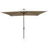 10 x 6.5t Rectangular Patio Solar LED Lighted Outdoor Umbrellas with Crank and Push Button Tilt for Garden Backyard Pool Swimming Pool - Mushroom