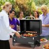 Outdoor Portable Tabletop Pellet Grill and Smoker with Digital Control System for BBQ - black